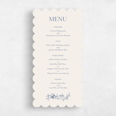Blue Scalloped Wedding Menu - Plumeria