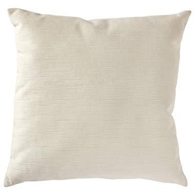 Stone & Beam Striated Velvet/Linen-Look Pillow, 17" x 17", Vanilla