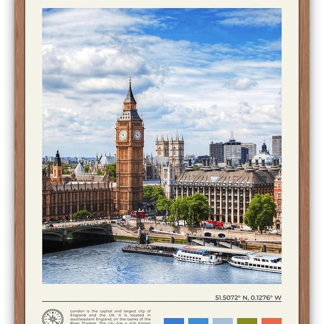 StudioUBILA London Wall Art Poster, Decorative Cityscape Landscape Art Prints, Home Decor Wall Art Print for Bedroom Living Room Kitchen Decorations, Unframed