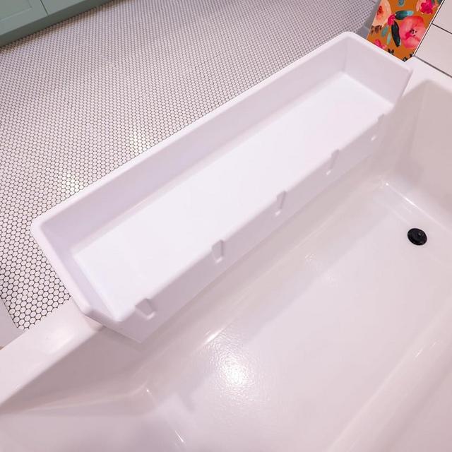 Tub Topper® Bathtub Splash Guard Play Shelf Area -Toy Tray Caddy Holder Storage -Suction Cups Attach to Bath Tub -No Mess Water Spill in Bathroom -Fun for Toddlers Kids Baby (White)