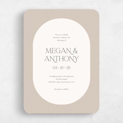 Beige Rounded Wedding Invitation - Majestic Portrait