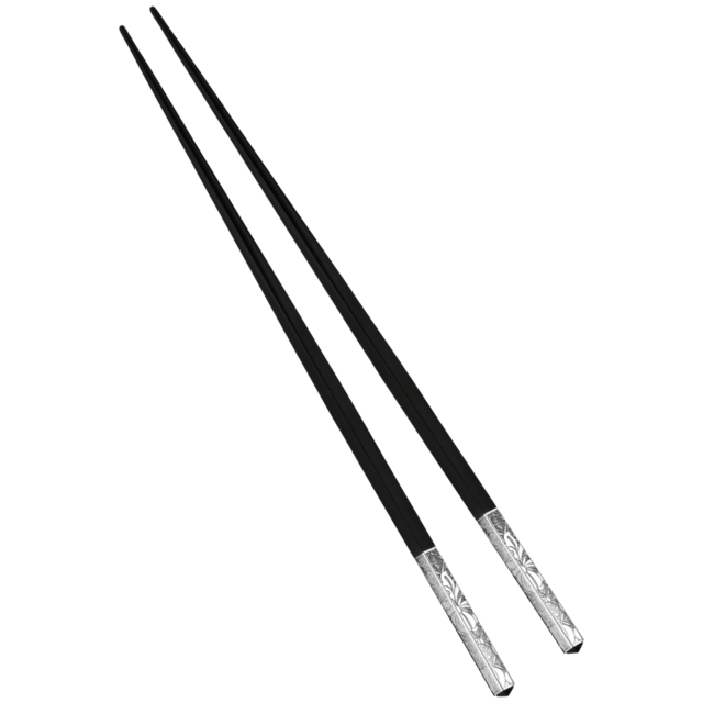 Jardin D'Eden: Silver-Plated Black Japanese Chopsticks with Case