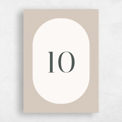 Beige Wedding Table Number - Majestic