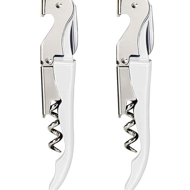 HYZ Heavy Duty Chrome Waiter Corkscrew Wine Opener with Foil Cutter, Professional 2Pack Wine Key for Bartenders and Waiter, White Bottle Opener for Wine and Beer