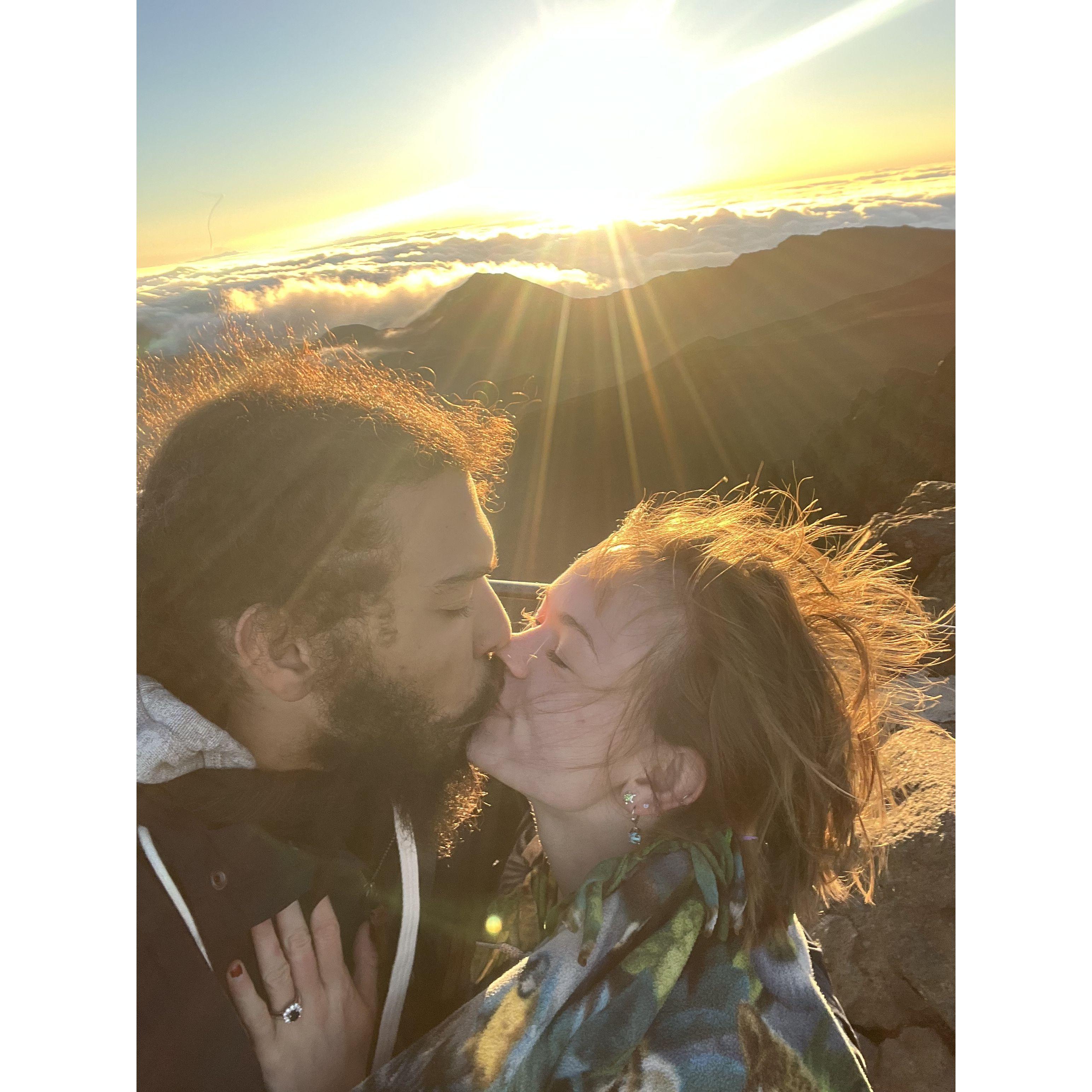 He proposed on Haleakala mountain in Hawaii!!