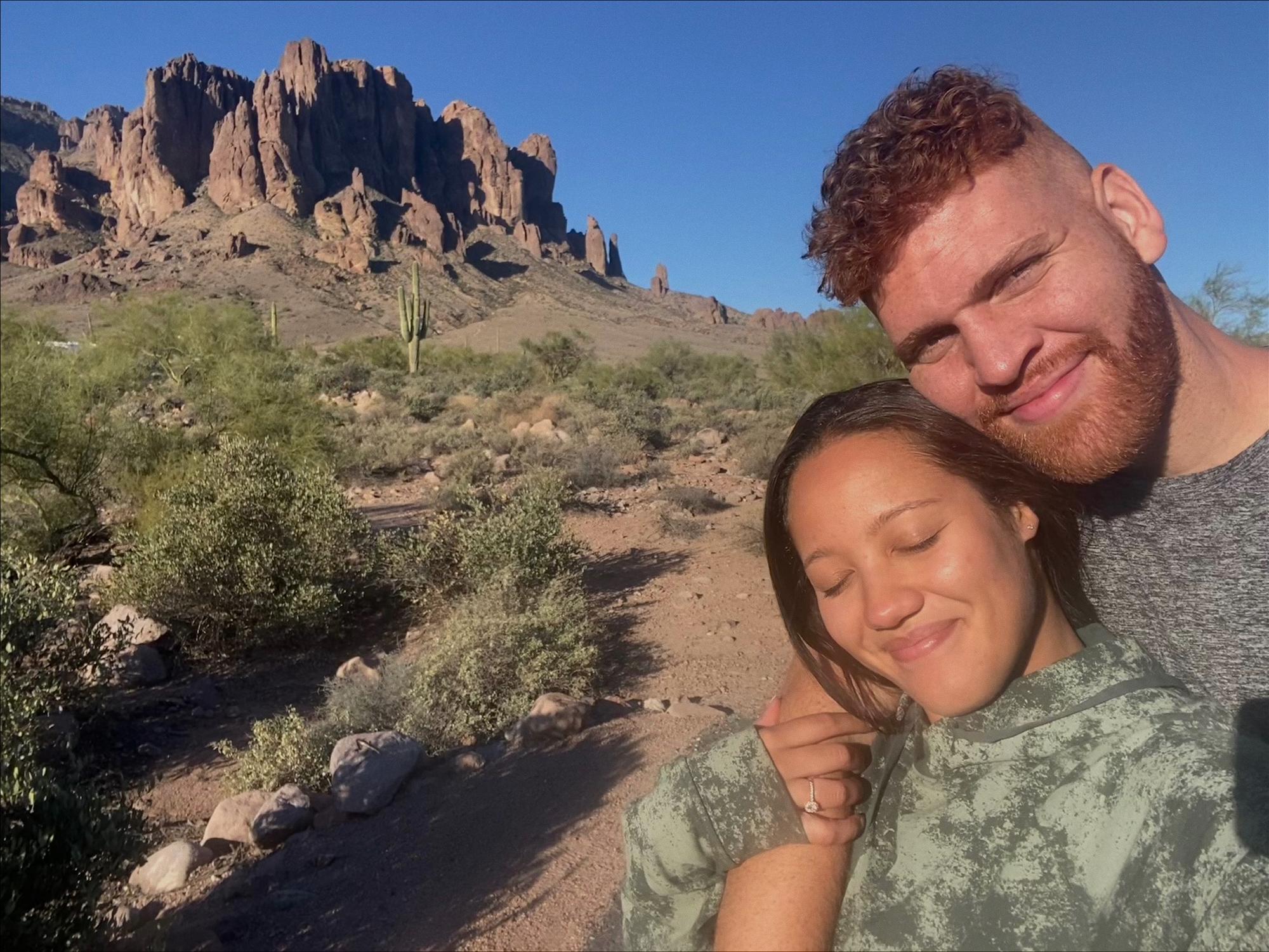 The morning after we got engaged at Lost Dutchman State Park in AZ❤️