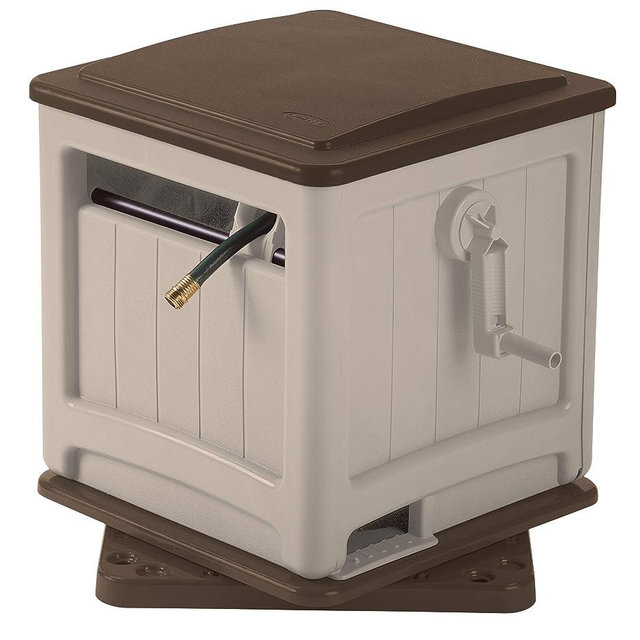 Suncast 225 ft. Swivel Hideaway Hose Reel with Hose Guide and Crank Handle, Mocha/Taupe