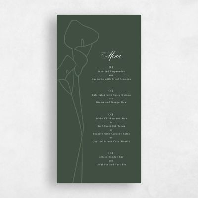 Evergreen Wedding Menu - Calle