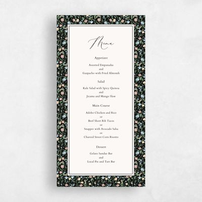 Black Wedding Menu - Ariella
