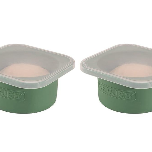 KEVJES Stackable Silicone Artisan Pizza Dough Proofing Boxes Proving Containers with Lids-2 pack-500ml portion (Green)