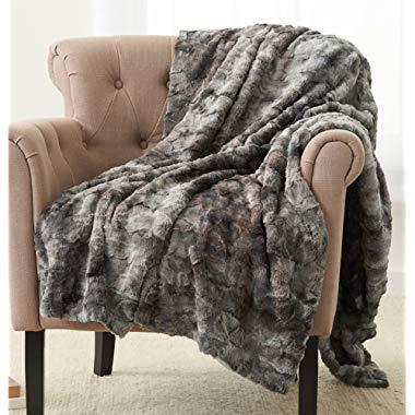 Pinzon Faux Fur Throw Blanket - 50 x 60 Inch, Frost Grey