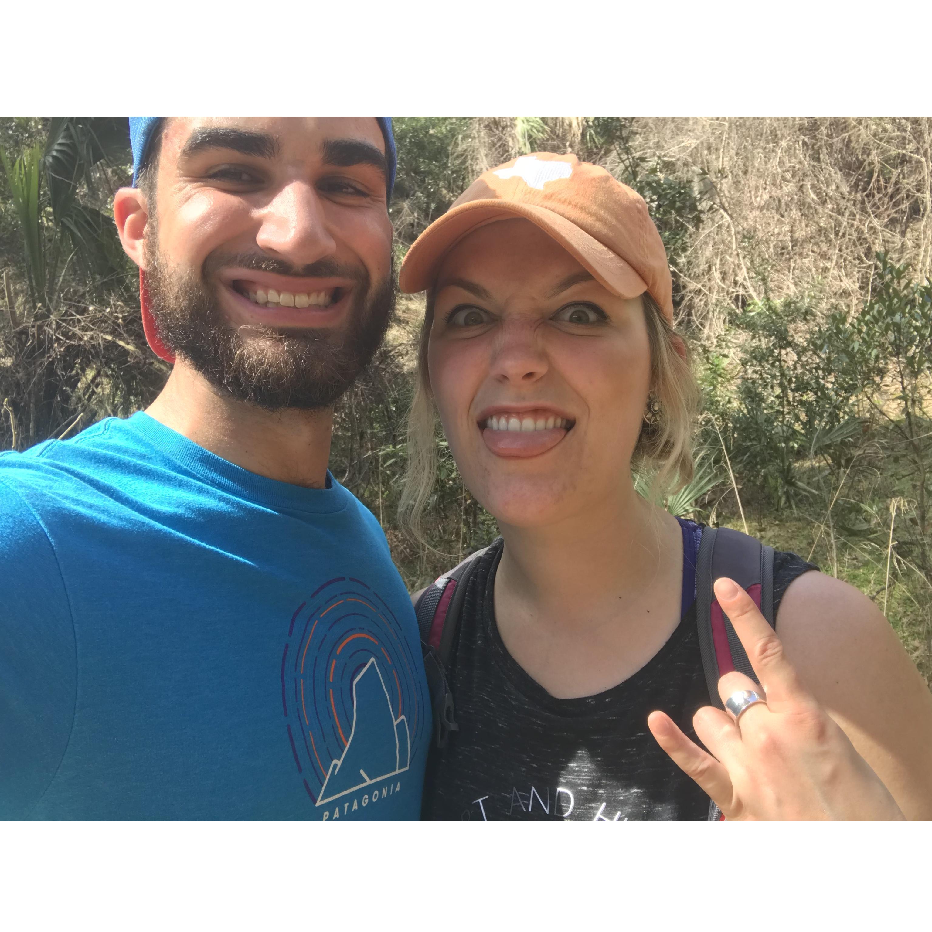 Second date hike! This was 20 minutes before Maeghan tried to impress Matt by swinging on a rope swing...and flying onto the ground.