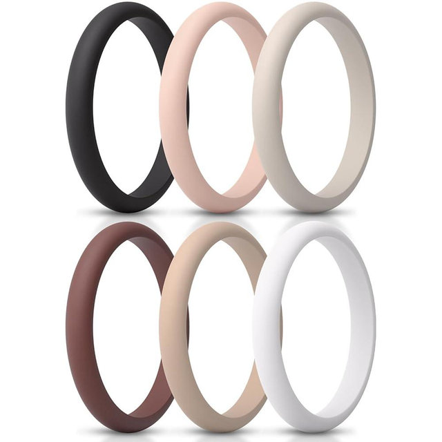 ThunderFit Women’s Silicone Thin and Stackable Ring Enhancers, Silicone Wedding Bands, 2.5mm Wide 2mm Thick, Variety Multipack 1-12