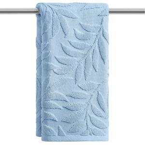 Artoid Mode 1 Pc Light Blue 3D Leaves Jacquard Hand Towels for Bathroom, 100% Cotton Soft Absorbent Bathroom Decor Towels, 13.7 x 29.5 Inch