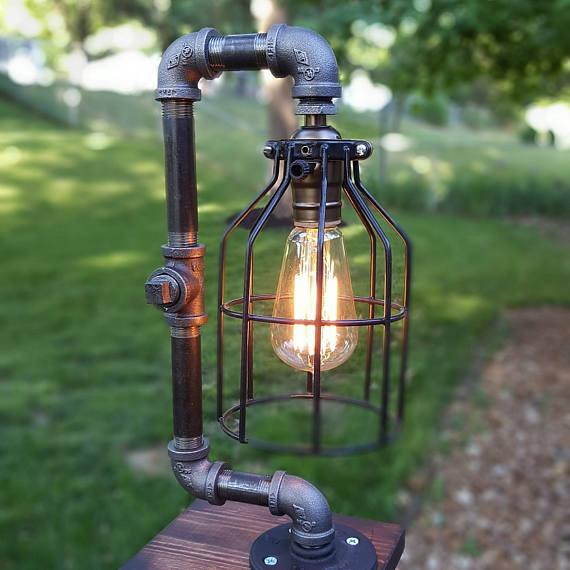 Cage Lamp - Lamp Desk Lamp Industrial Lamp Edison Light Table Lamp Vintage Pipe Lamp Loft Lighting