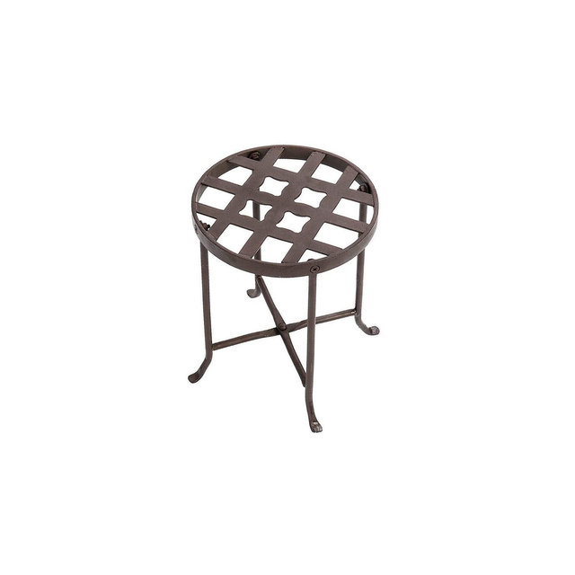 Small Round Iron Table Flowers Plant Stand - ACHLA Designs: Contemporary Freestanding Outdoor Holder, No Assembly Required