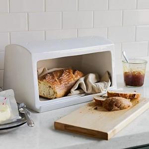 Williams Sonoma Ceramic & Wood Bread Box