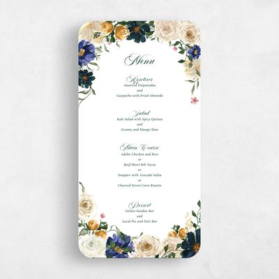White Rounded Wedding Menu - Moderna