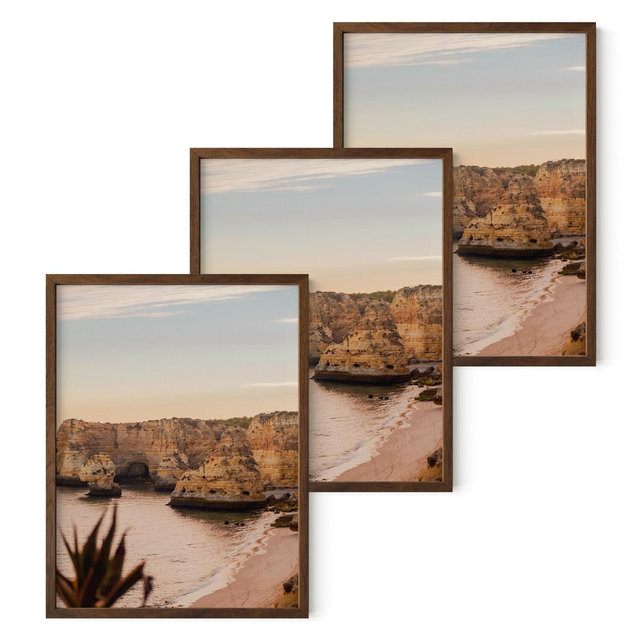 Haus and Hues Set of 3 Picture Frame with Plexiglass Cover, Walnut Oak, 12x16