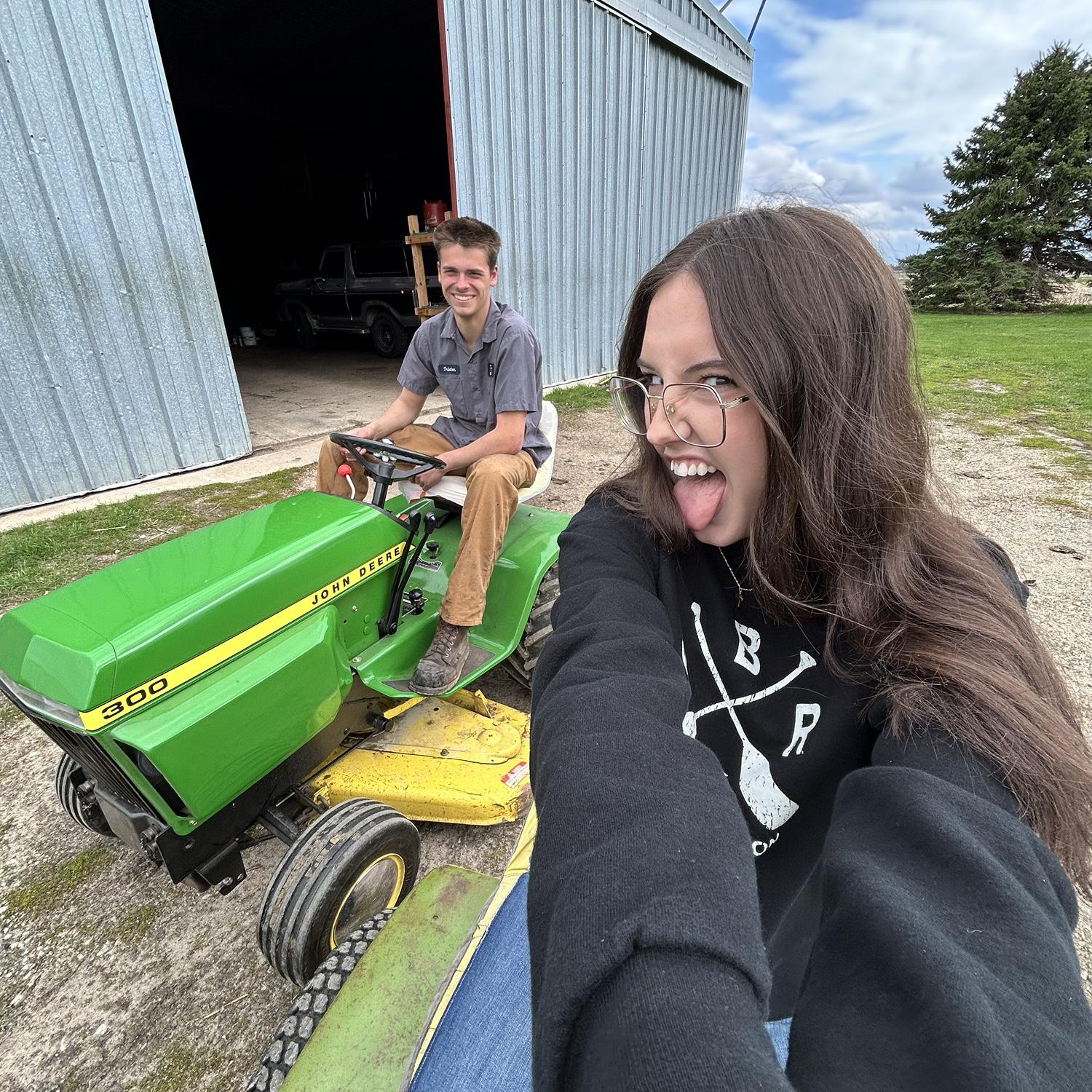 Racing each other while mowing the lawn!!