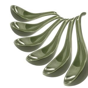 Green Ceramic Soup Spoons - Set of 6