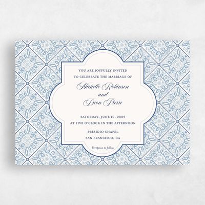 Sweet Blue Wedding Invitation - Como Landscape