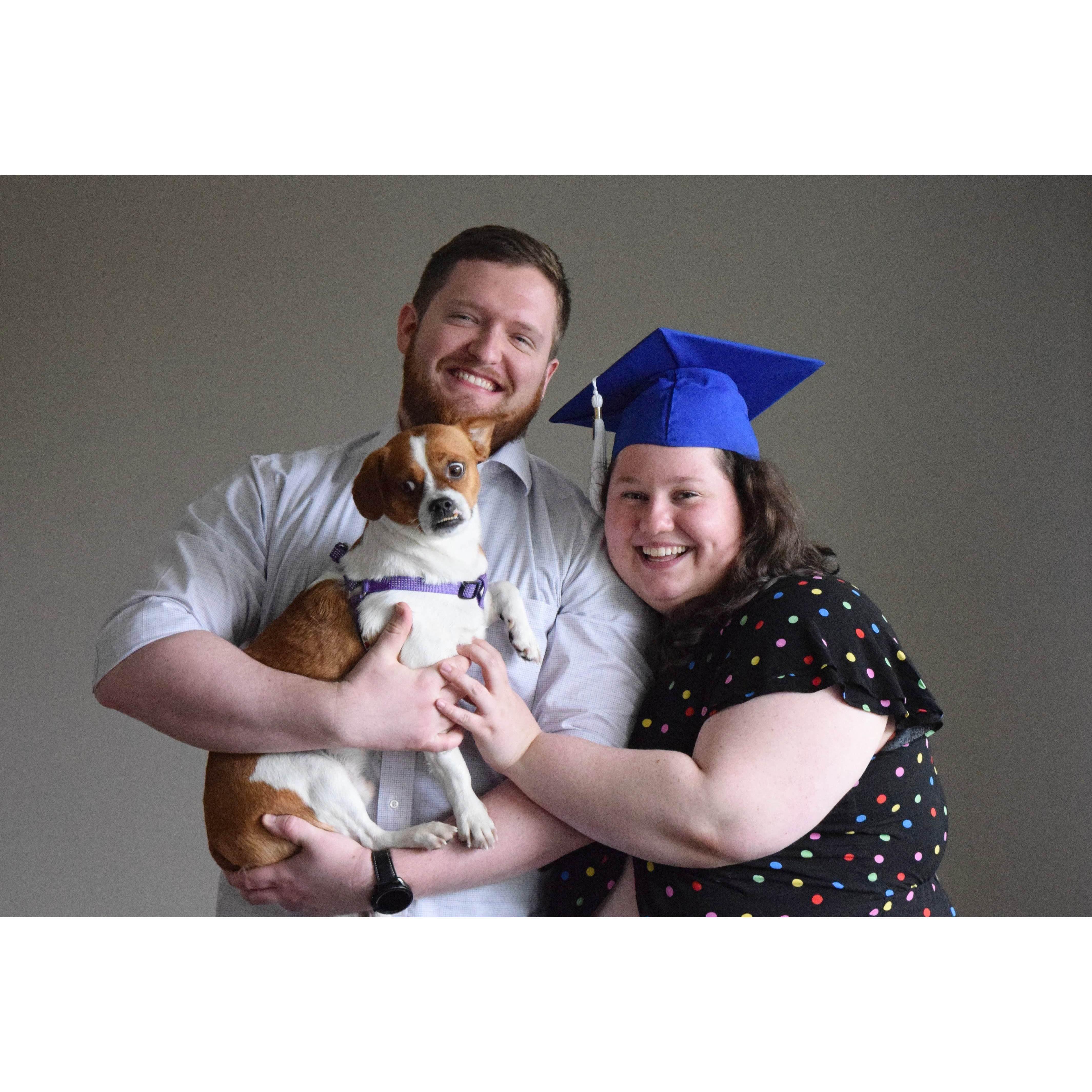 At Jamiee's graduation from her Master's at American University in May 2022.
