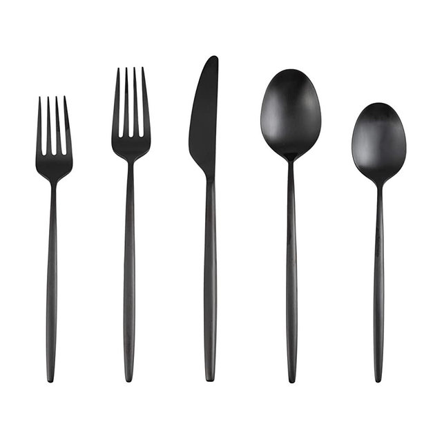 Cambridge Silversmiths Gaze Black Satin 20 Piece Flatware Set, Service for 4, silver