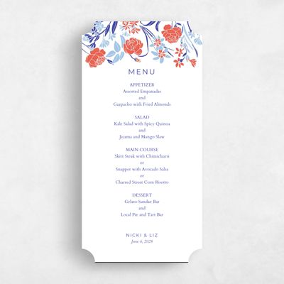 Red Ticket Wedding Menu - Starflower