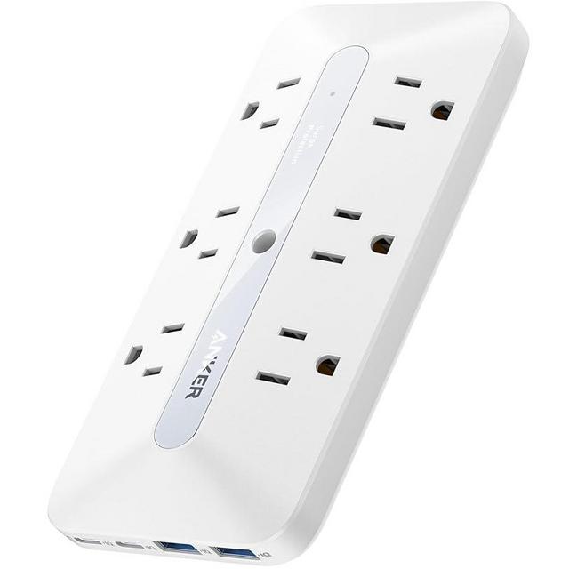 Anker Wall Charger, 300J Surge Protector, 10-in-1 Outlet Extender, 6 AC, 2 USB A, 2 USB C Ports, Wide-Spaced Outlets and 20W Fast Charging, Desk Charging Station, Home Office, Dorm, Room Essential
