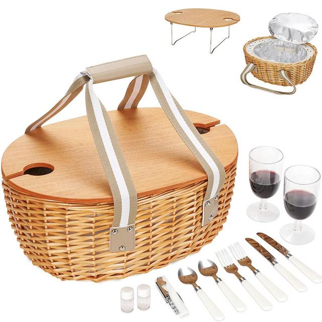 Wicker Picnic Basket (Beige)