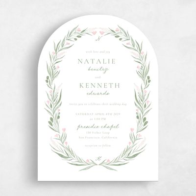 White Arch Wedding Invitation - Arden Portrait