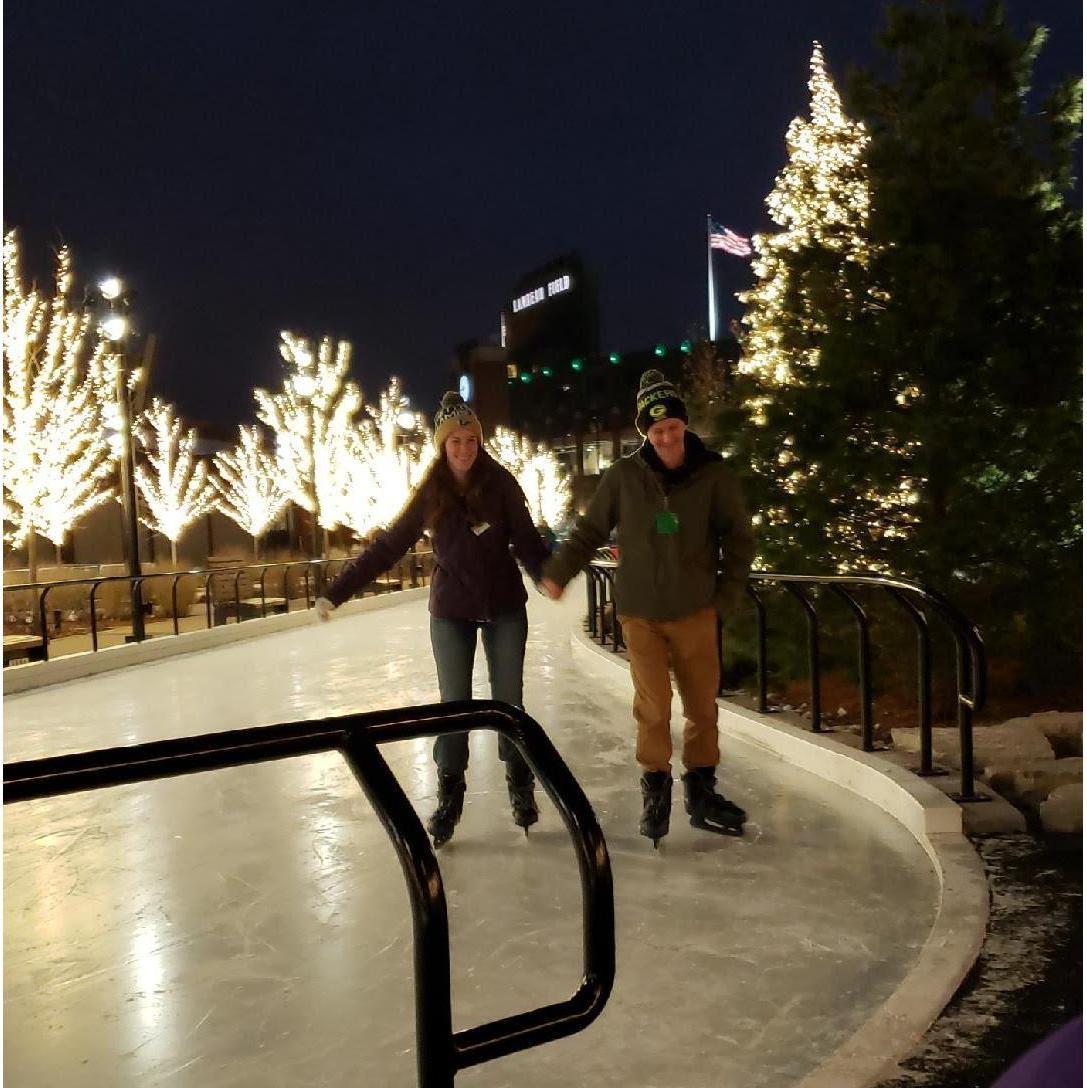 Ice Skating in Titletown during a visit to Oshkosh