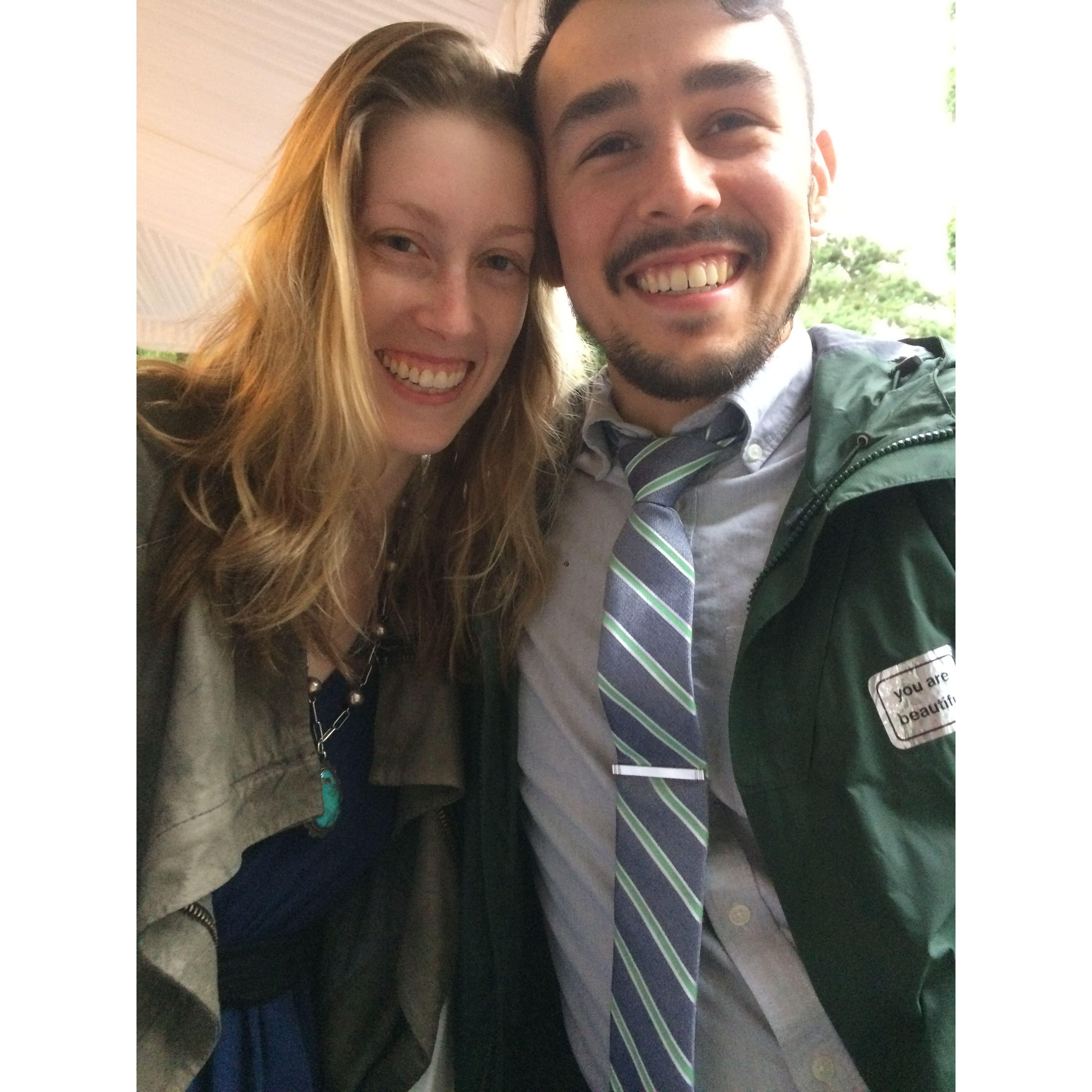Dressed up for Tom and Amanda's wedding in 2017.