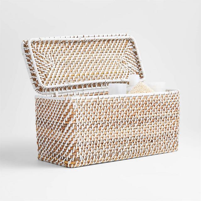 Sedona White Lidded Rectangular Tote