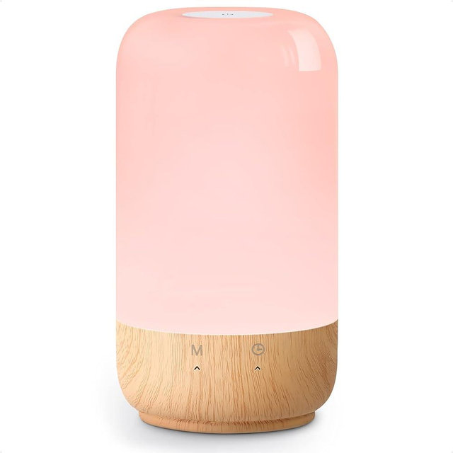 Lepro Table Lamp, LED Touch Lamp for Bedroom, Dimmable Bedside Night Light with Auto-off Timer, 350lm Tunable Soft Warm White, Daylight Cool White, RGB Color Changing Mood Lighting, Wood Grain