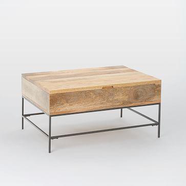 Industrial Storage Coffee Table, 36"x26", Raw Mango