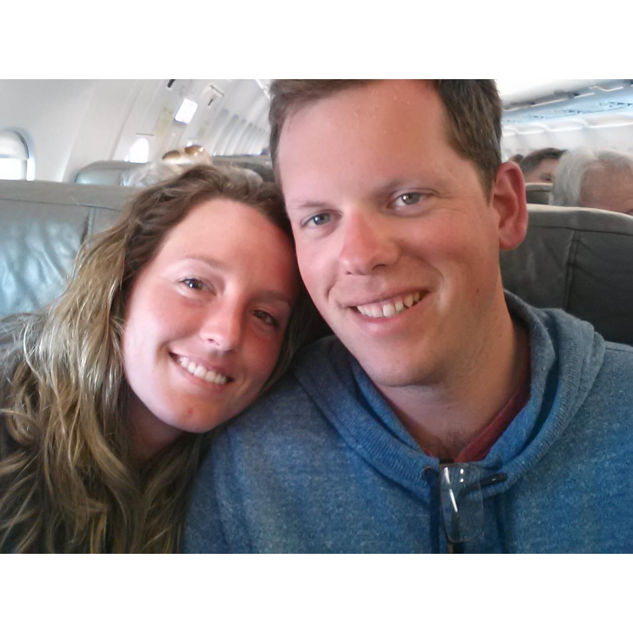 Our first flight together, heading to Florida for a family vacation.