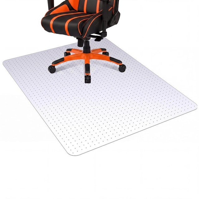 45" x 53" Chair Mat for Carpet, Clear PVC Office Chair Mat for Carpeted Floors, Heavy Duty Desk Chair Mat with Studs for Low Pile Carpet, Easy Glide Computer Floor Protector Mat for Home Office, Re