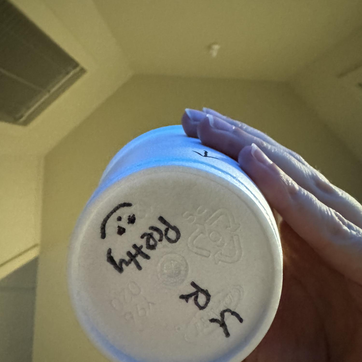 When Jason would make Rachel coffees at work, he would write on the bottom of her cups. This is the first cup he wrote on for her & he still writes on every one of them :)
