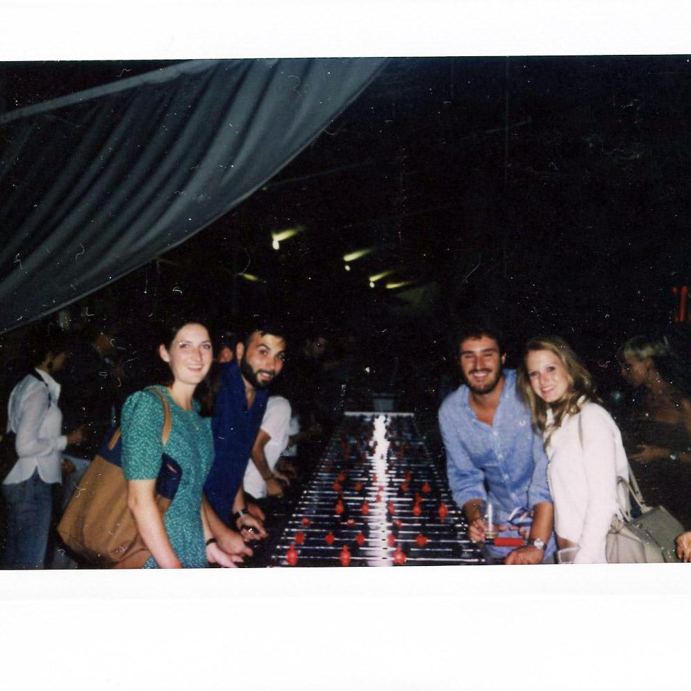 Foosball with Davide and Greta in Milan, 2015