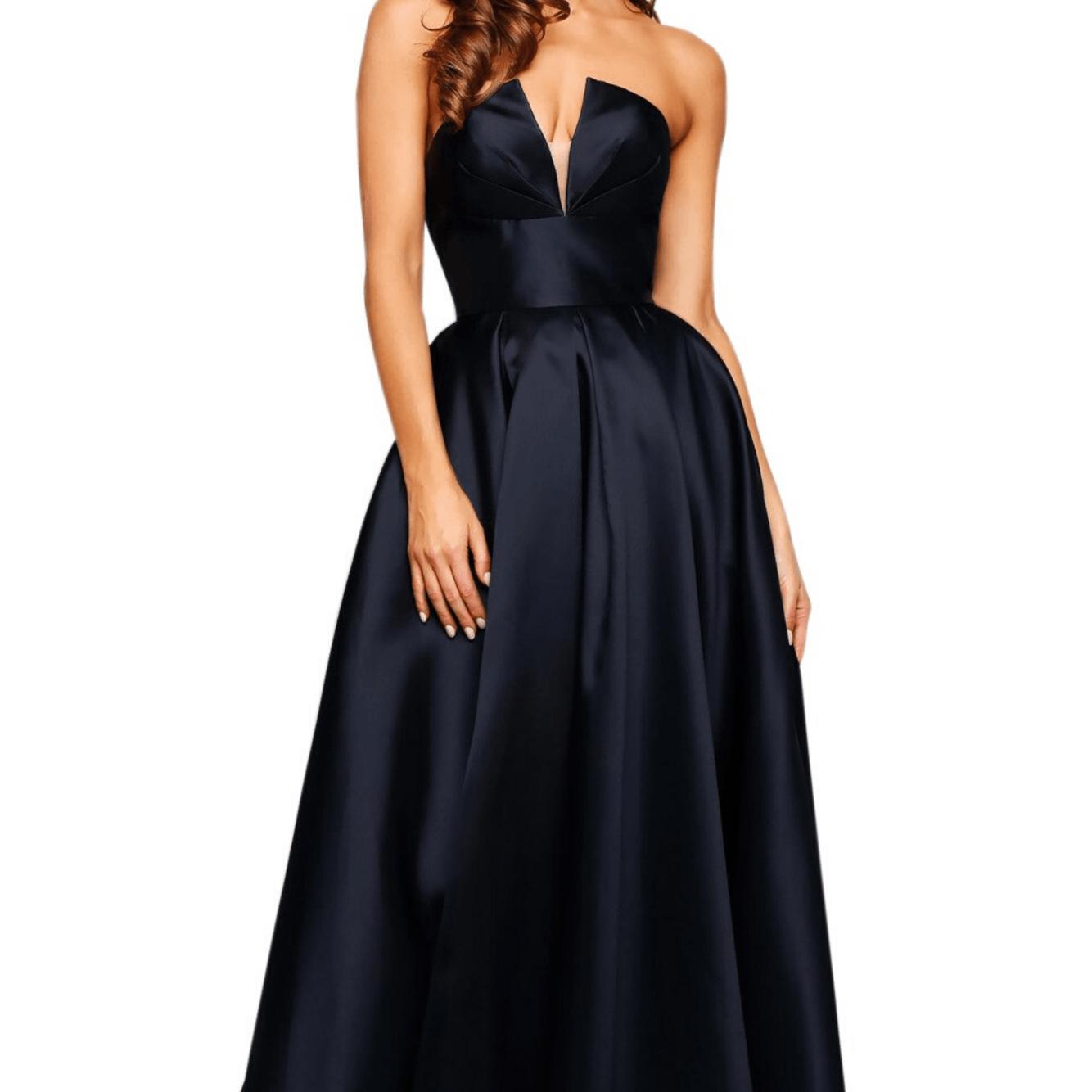 Black tie attire example for women.