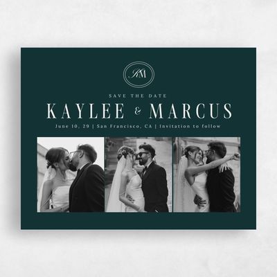 Dark Emerald, Green Wedding Save the Date - Mahogany Multiphoto