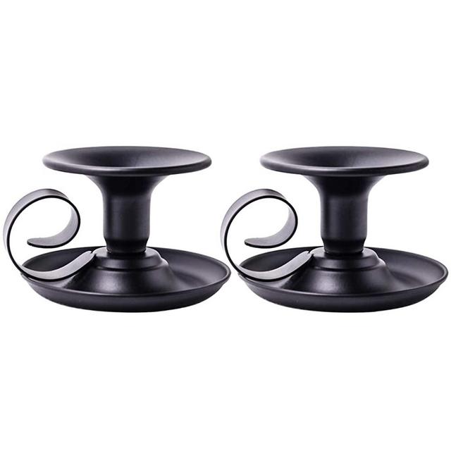 Retro Iron Taper Candle Holder, Set of 2, Simple Black Candlestick Holders Candlelight Stand for Halloween Christmas Dining Room Home Decoration Display