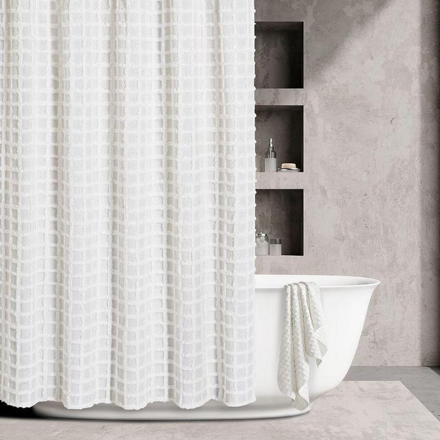 White Arlette Cotton Shower Curtain, 72x72"