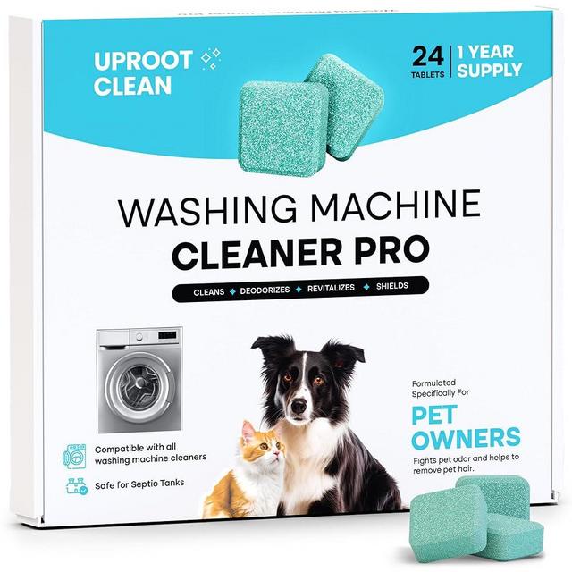 Uproot Clean Washing Machine Cleaner Tablets - 24 Pack for a 12 Month Supply. Formulated for Pet Owners. Compatible with HE, Top & Front Load. Easily Removes Residue, Grime, and Odors. Septic Safe.