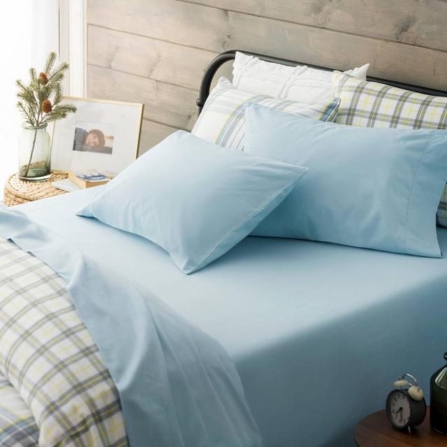 California King Solid Flannel Sheet Set Pale Blue - Martha Stewart