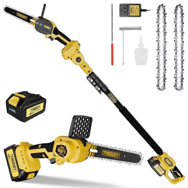 Cordless Pole Saw & Mini Chainsaw 2-IN-1, 21V 3Ah Battery Powered 6 Inch Brushless Electric Rotatable Pole Saw, 15-Foot Max Reach & Multi-Angle for Tree Branches Pruning, Wood Cutting