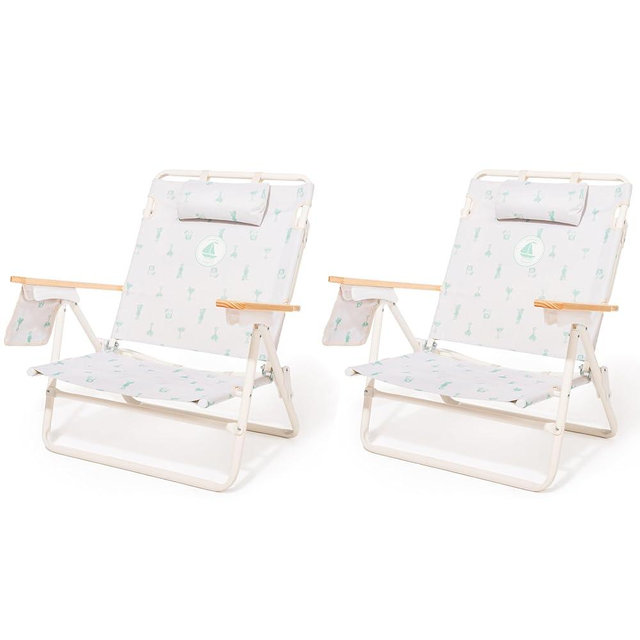 Business & Pleasure Co. Margaritaville Manana Chairs - Backpack Beach Chair, Lay Flat Reclining, Lightweight & Portable, Insulated Cooler Pocket, Last Mango Green Marg, Pack of 2