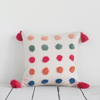 Polka Dot Pillow with Tassels